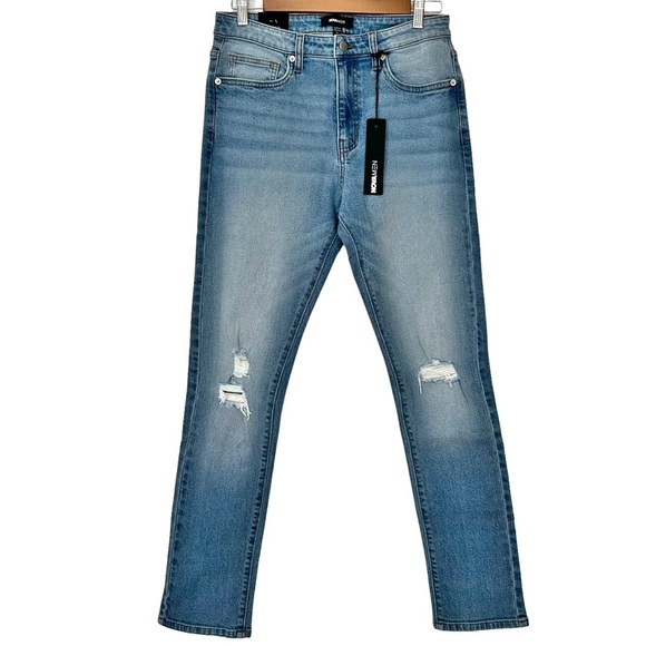 NEW NOVA MEN Slim Fit Premium Denim Jeans SZ 32 in Ripped Knee Medium Wash - Picture 1 of 8